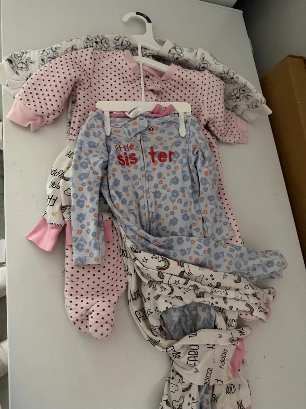 Baby Girls Mixed Sleepers - Pink & Light Blue Floral 